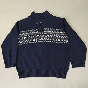 The Children’s Place Blue & White Fair Isle Long Sleeve Sweater Boys Size 4T
